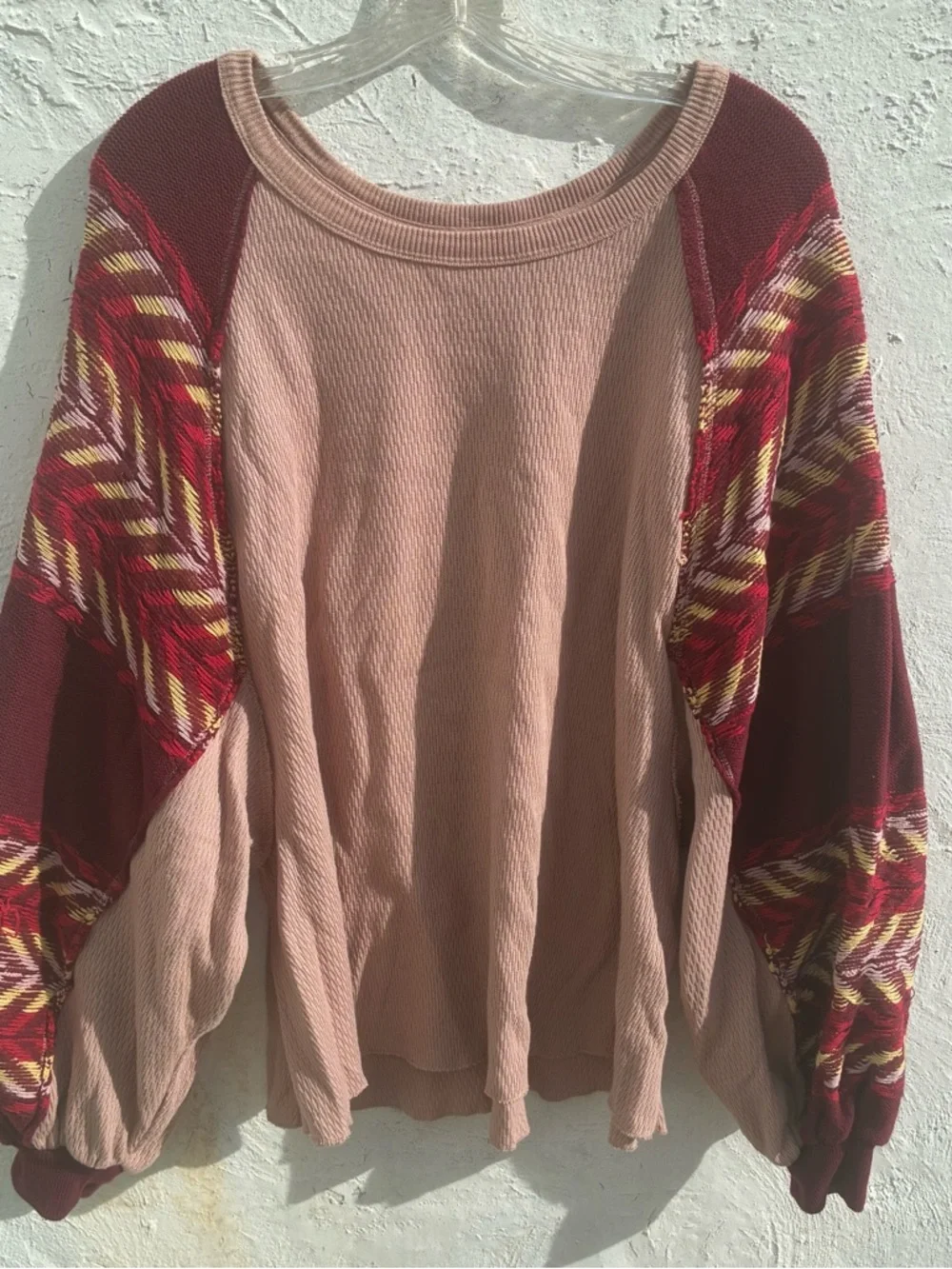 Free People Medium Rainbow Dreams Pullover Top S Balloon Sleeve Arizona Sands - Picture 6 of 14